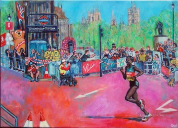 edna corre maratón de londres impresionista Pinturas al óleo
